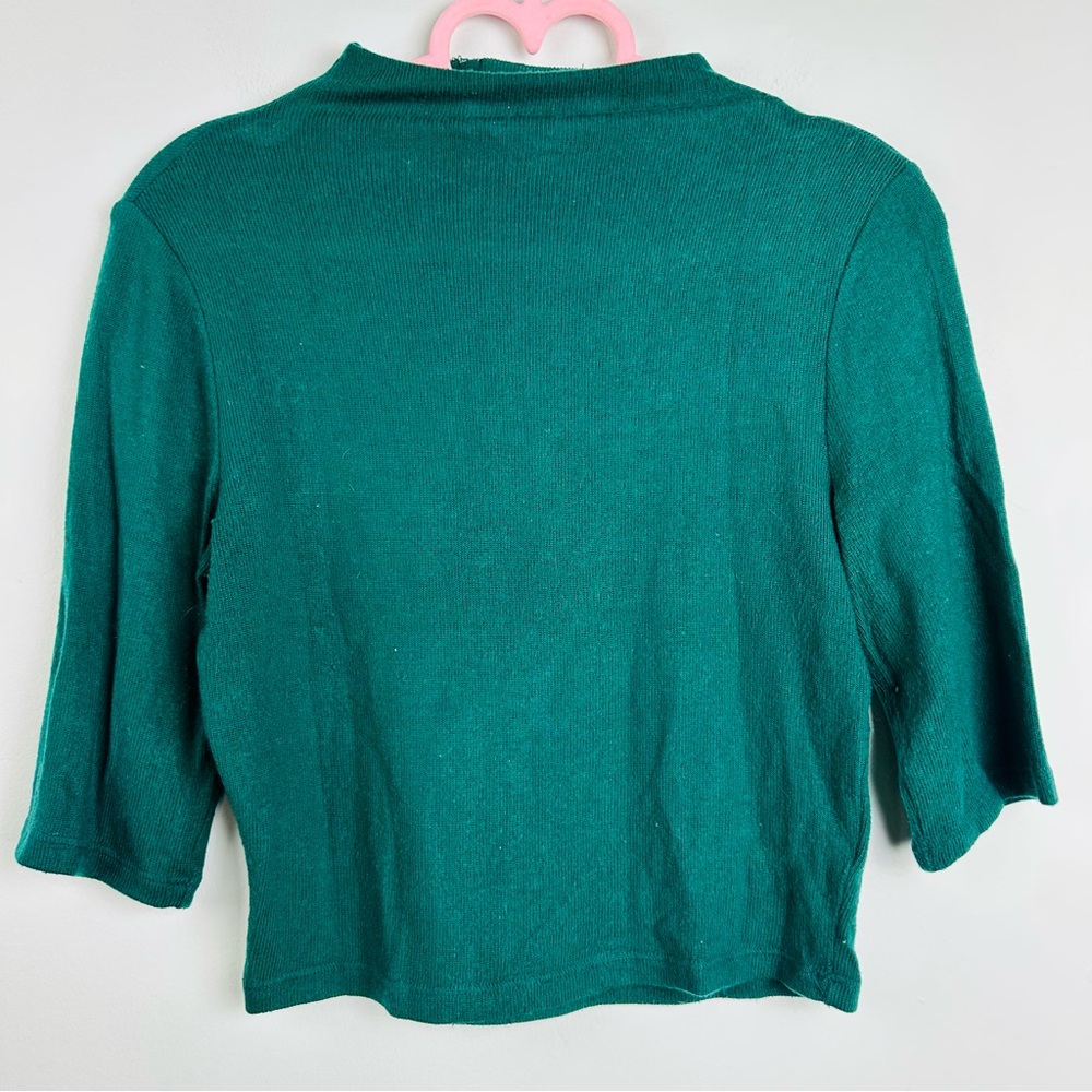 Reformation Jean Deep Green Knit Mock Long Sleeve Top Size Small